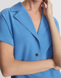 Sandwashed Silk Notch Collar Blouse
