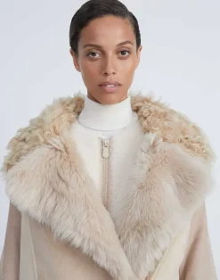 Shearling Reversible Double-Breasted Oversized Peacoat