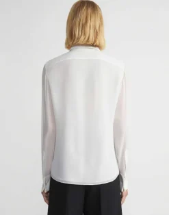 Silk Georgette Pintuck Bib Blouse