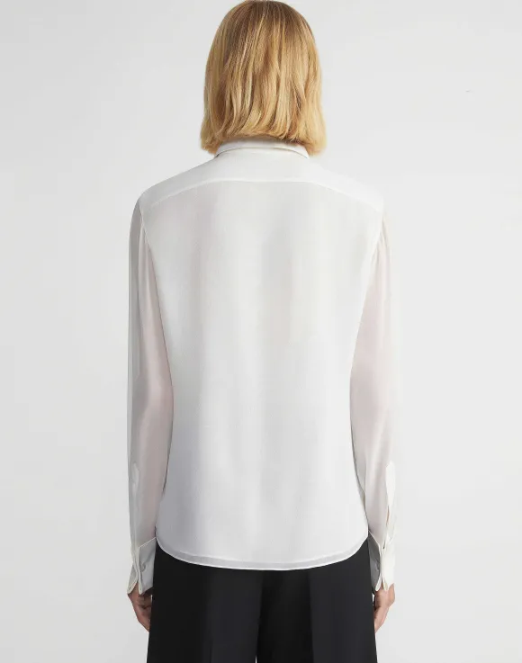 Silk Georgette Pintuck Bib Blouse