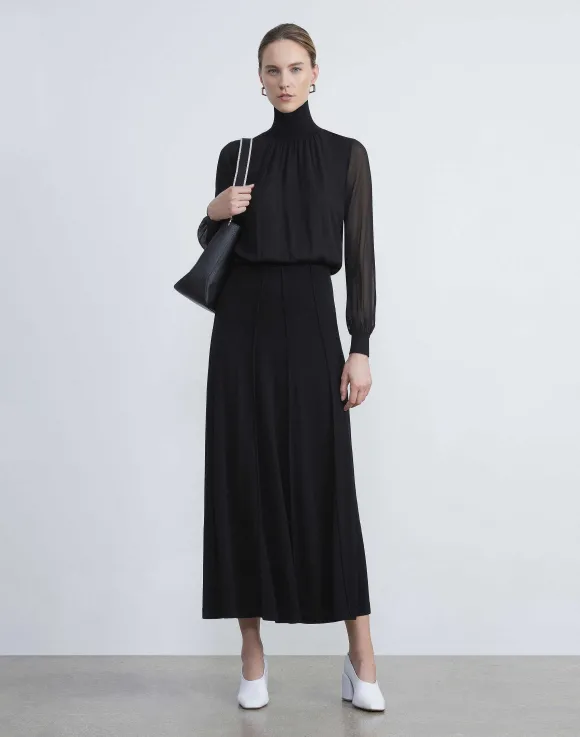 Silk Georgette Turtleneck Blouse
