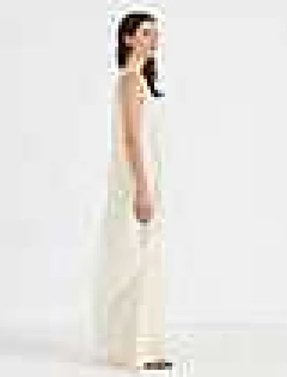 Silk Organza Overlay Tie Back Gown
