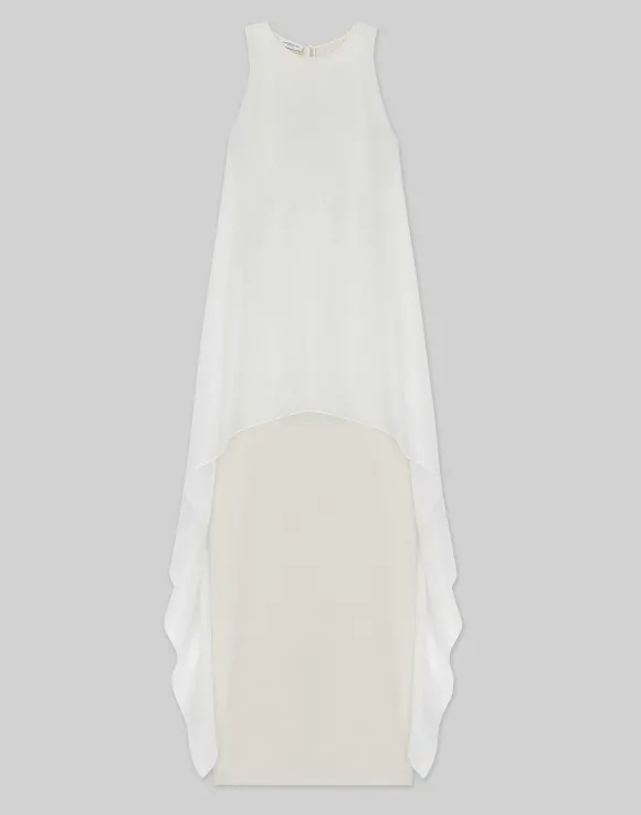 Silk Organza Overlay Tie Back Gown