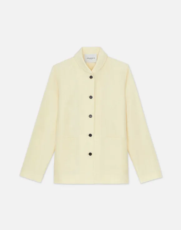 Silk-Linen Shawl Collar Shirt Jacket