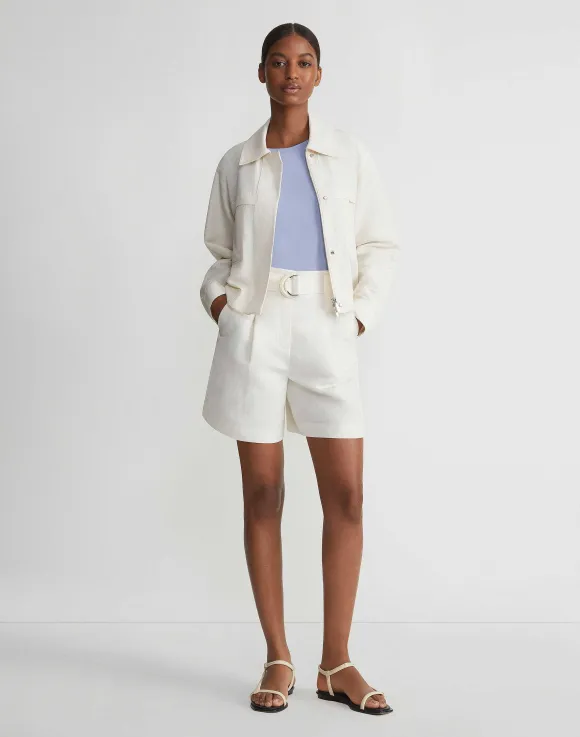 Silk-Linen Tapered Bomber Jacket