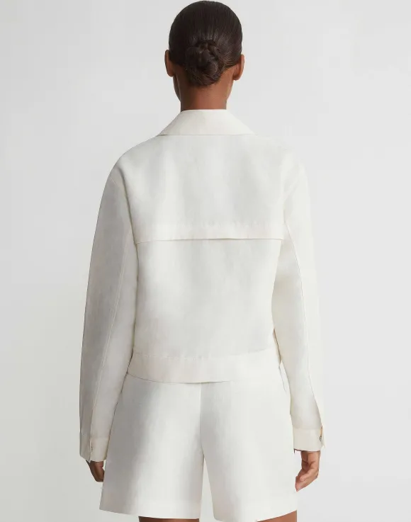 Silk-Linen Tapered Bomber Jacket