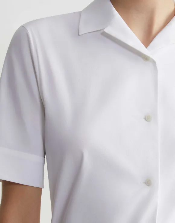 Stretch Cotton Notch Collar Shirt