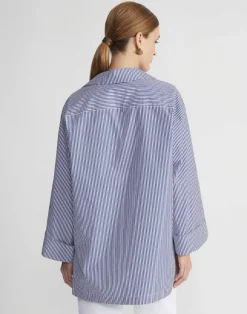 Stripe Cotton Poplin Popover Shirt