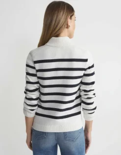 Stripe Cotton-Silk Zip Cardigan