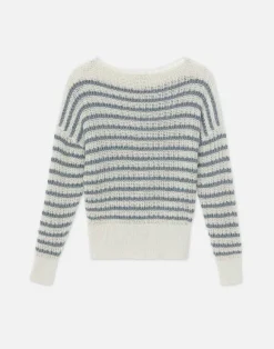 Stripe Organic Cotton & Denim Yarn Bateau Sweater