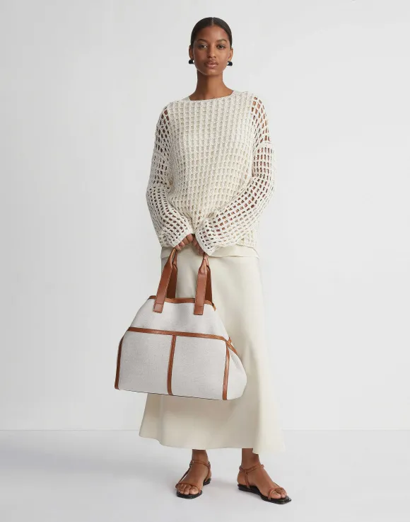Sustainable Linen-Silk Chainette Net Stitch Sweater