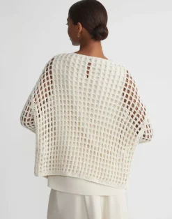 Sustainable Linen-Silk Chainette Net Stitch Sweater