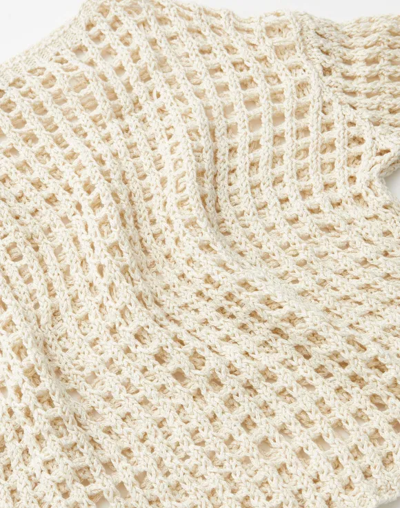 Sustainable Linen-Silk Chainette Net Stitch Sweater