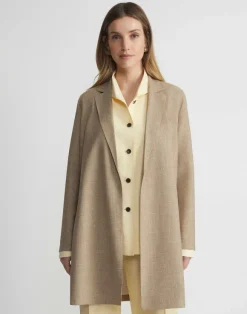 Virgin Wool Silk-Linen Open Front Jacket