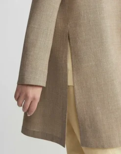 Virgin Wool Silk-Linen Open Front Jacket