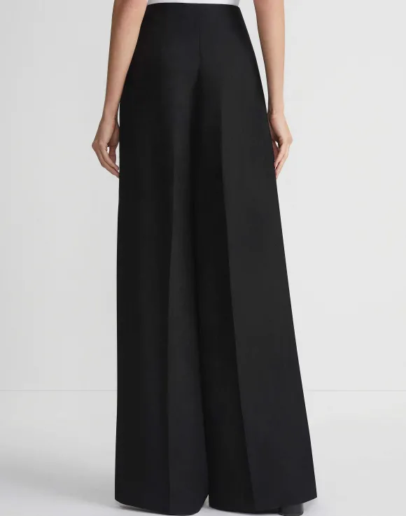 Viscose-Linen Twill Thames Button Wide Leg Pant