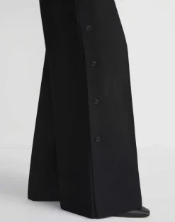 Viscose-Linen Twill Thames Button Wide Leg Pant