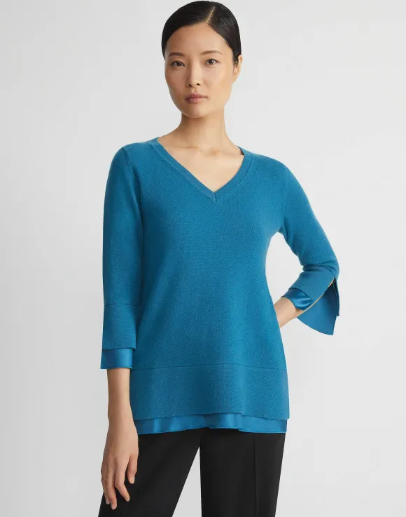 Wool-Cashmere Silk Trimmed Sweater