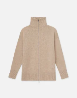 Wool-Cashmere Zip Front Cardigan