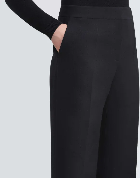 Wool-Silk Crepe Gates Pant