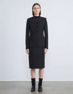 Wool-Silk Crepe Pencil Skirt