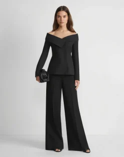 Wool-Silk Crepe Portrait Collar Jacket