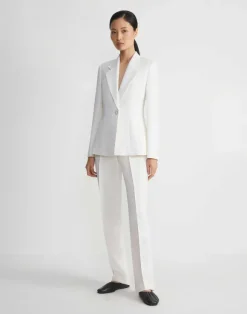 Wool-Silk Crepe Single Button Blazer