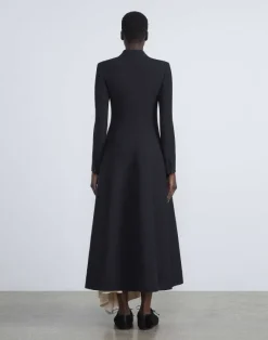Wool-Silk Crepe Three-Button Academy Coat