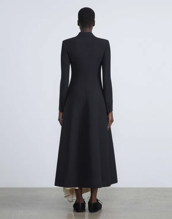 Wool-Silk Crepe Three-Button Academy Coat