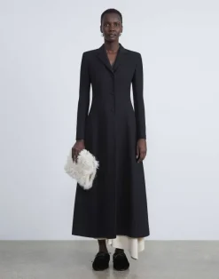 Wool-Silk Crepe Three-Button Academy Coat