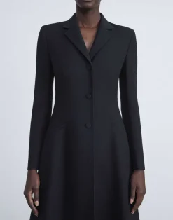 Wool-Silk Crepe Three-Button Academy Coat
