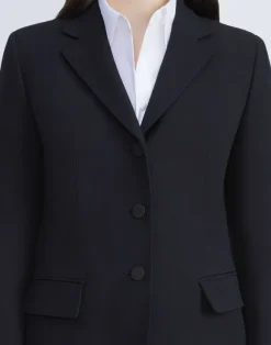 Wool-Silk Crepe Three-Button Academy Blazer