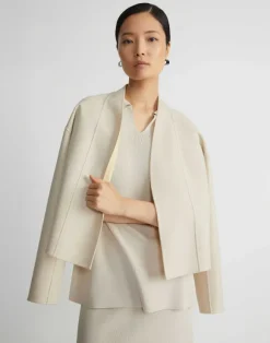 Wool-Silk Double Face Reversible Open Front Jacket