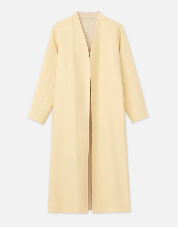 Wool-Silk Double Face Reversible Open Front Coat