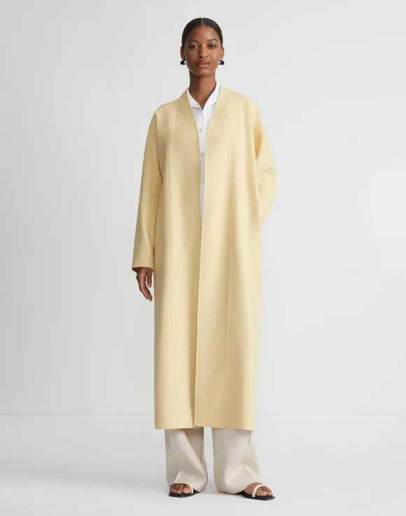 Wool-Silk Double Face Reversible Open Front Coat