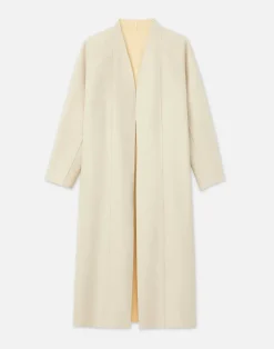 Wool-Silk Double Face Reversible Open Front Coat