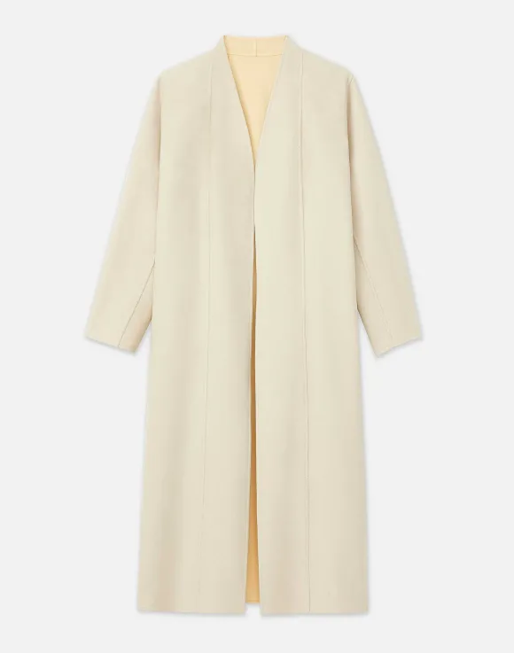 Wool-Silk Double Face Reversible Open Front Coat