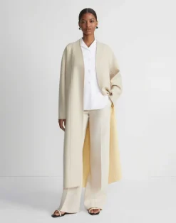 Wool-Silk Double Face Reversible Open Front Coat