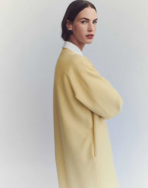 Wool-Silk Double Face Reversible Open Front Coat